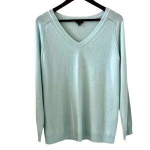Talbots Pure Cashmere V Neck Sweater In Light Green Size 1X